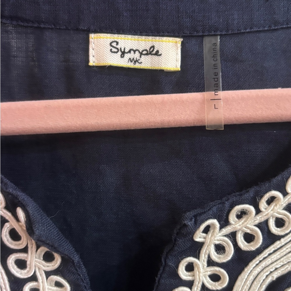 Navy Blue Embroidered Blouse - Picture 2 of 9